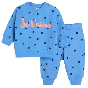 Blue polka dot clothing set sweatshirt and jogging pants