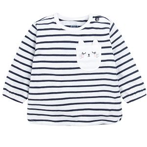 Cream long sleeve stipes blouse