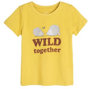 Μπλούζα κοντομάνικη κίτρινη με στάμπα "wild together"