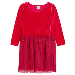 Red dress pleated skirt
