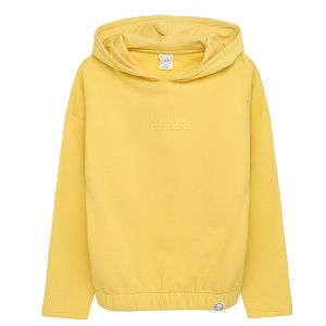 Yellow hooded with JOYOUS embroidered sweatshirt