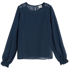 Navy blue party long sleeve blouse
