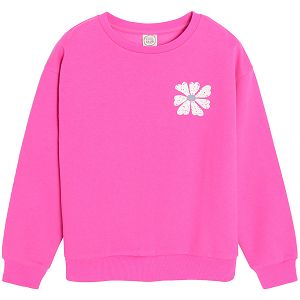 Φούτερ έντονο ροζ με στάμπα λουλούδι