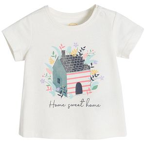 Μπλούζα κοντομάνικη λευκή με στάμπα σπίτι Home sweet home