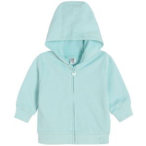 Light blue zip through hooded sweatshirt