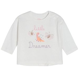 Cream long sleeve T-shirt with Little Dreamer print