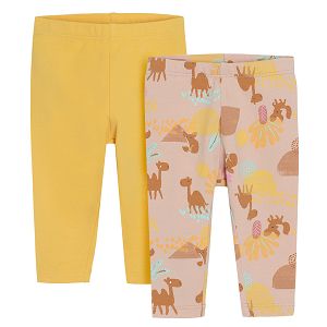 Pink with desert print and yellow leggings- 2 pack