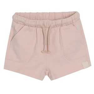 Light pink shorts with adjustable waist