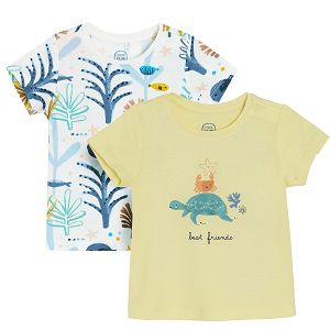 Yellow and light blue T-shirt with sea world print