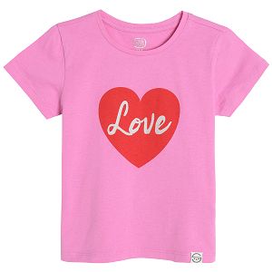 Ligh pink short sleeve T-shirt with a heart