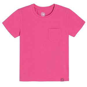 Μπλούζα κοντομάνικη ροζ με τσεπάκι