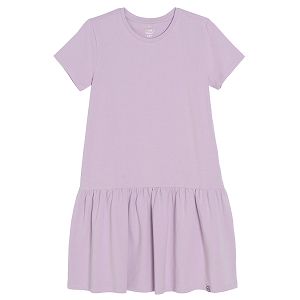 Light violet long sleeve dress with wide skirt