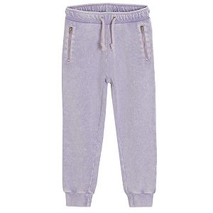 Violet jogging pants with adjustable waist
