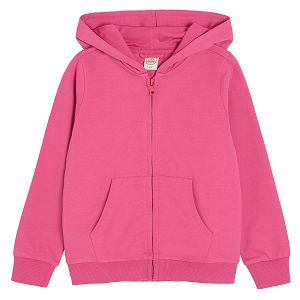 Pink hooded zip through sweeatshirt