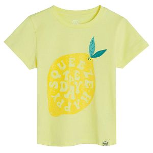 Yellow short sleeve T-shirt with big lemon print