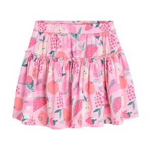 Pink skirt with fruit print