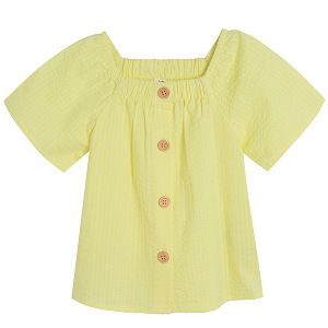 Yellow blouse with buttons and ruffle short sleeves