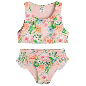 Floral bikini with earth colors - 2 pieces