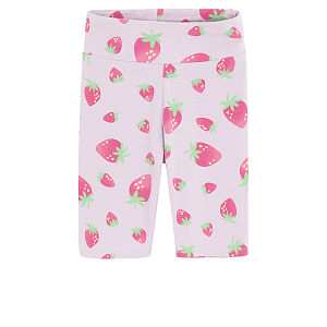 Violet short leggings with strawberries print