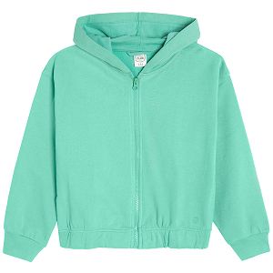 Green hooded zip through sweatshirt