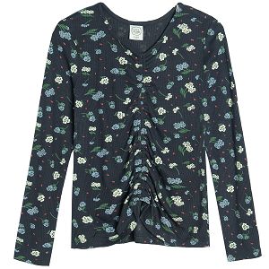 Graphite with florals long sleeve T-shirt