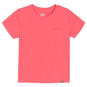 Coral short sleeve T-shirt with chest pocket