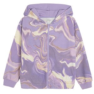 Light violet zip through hooded sweatshirt