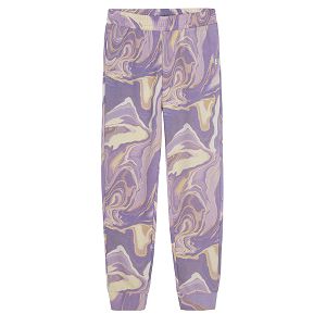 Light violet jogging pants with elastic band on waist and ankles