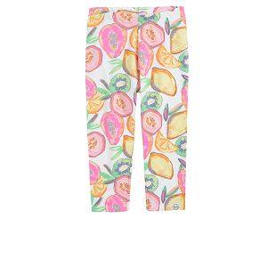 White 3/4 leggings with tropical fruit print