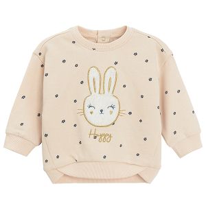 Ecru sweatshirt with bunny print