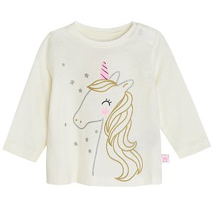 White long sleeve blouse with unicorn print