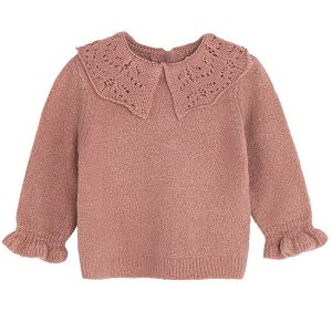 Dusty pink with white collar sweater