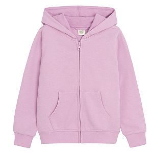 Purple hooded zip through sweatshirt