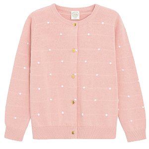 Pink polka dot button down cardigan