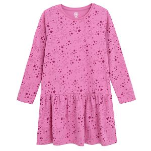 Pink long sleeve dress with stars print