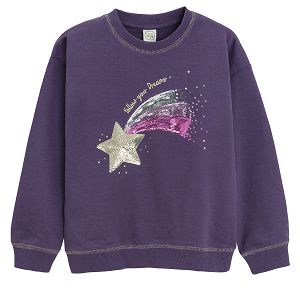 Purple sweatshirt with stars with sequins