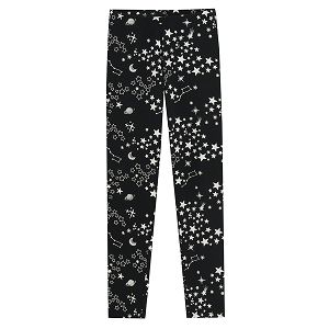 Black leggings with moon and stars print