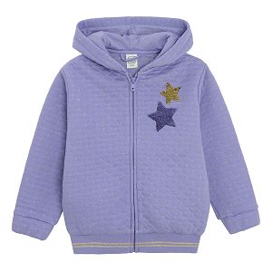 Purple zip through hooded sweatshirt with sequin stars