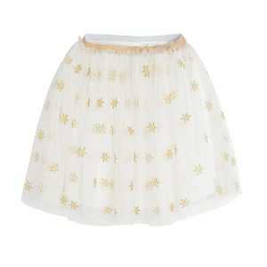 Tulle skirt with gold stars print