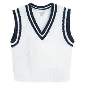 White and blue sleeveless vest