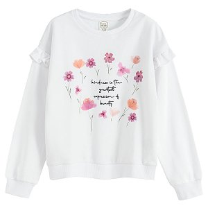White sweatshirt with flower prints