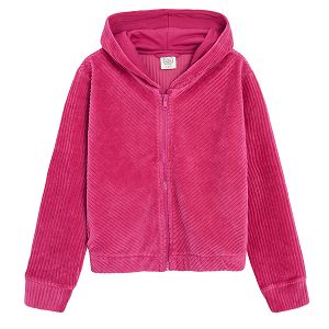 Fuchsia zip through hooded sweatshirt