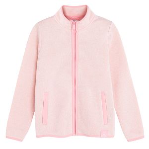 Pink zip through sweatshirt with high neck