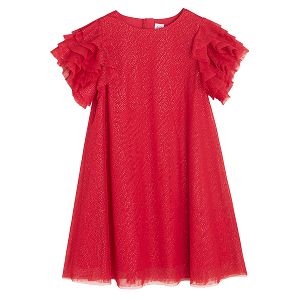 Red formal short sleeve dress