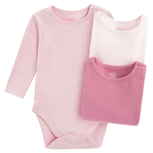 Long sleeved bodysuits in 3 shades of pink- 3 pack