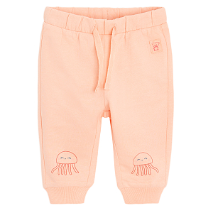 Peach jogging pants with jellyfish print and cord