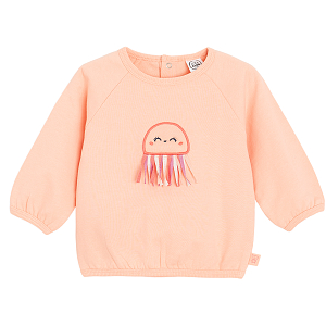 Peach long sleeve blouse with jellyfish print