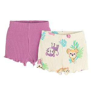 Purple and cream with baby monkeys and cheetas print- 2 pack