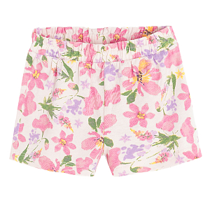 Red flowers print shorts