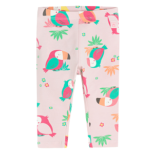 Light pink leggings with parrots print